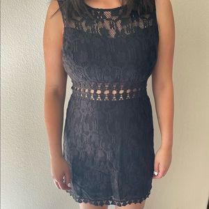 Free people Black lace cutout dress